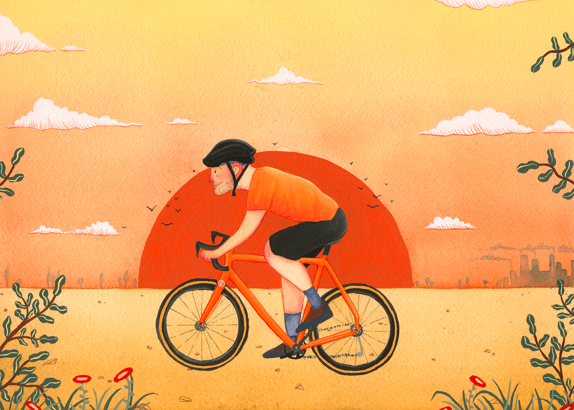 Cyclist at sunset